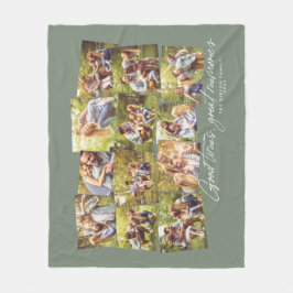 良い時の思い出素晴らし緑12写真コラージュ フリースブランケット