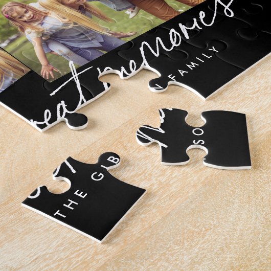 良い時の思い出素晴らし12フォトコラージュ黒 ジグソーパズル (側面)