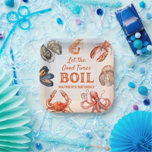 良い時はシーフードの誕生日パーティーを沸騰させる ペーパープレート (パーティー)