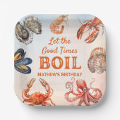 良い時はシーフードの誕生日パーティーを沸騰させる ペーパープレート (正面)