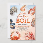 良い時はシーフードの誕生日パーティーを沸騰させる 招待状 (正面)