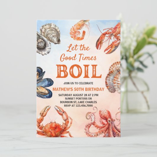 良い時はシーフードの誕生日パーティーを沸騰させる 招待状 (スタンド正面)