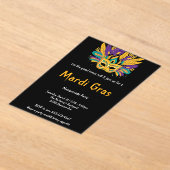 「良い時を過転がごす：マルディグラお祝い」 アクリル招待状 (レイダウン)