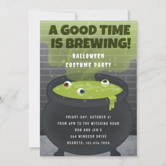 良い時間は醸造だ!ハロウィーンの衣装パーティー 招待状 (正面)