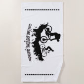 良い時間、毎回、保証、山のサイクリング ビーチタオル (正面)