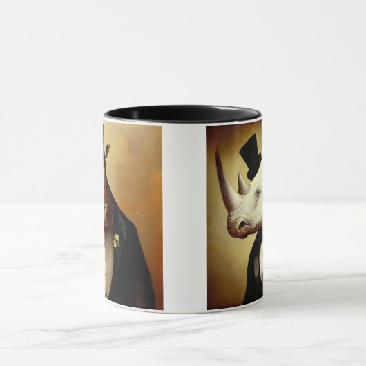 良い服を着たサイのコーヒーマグ マグカップ (中央)