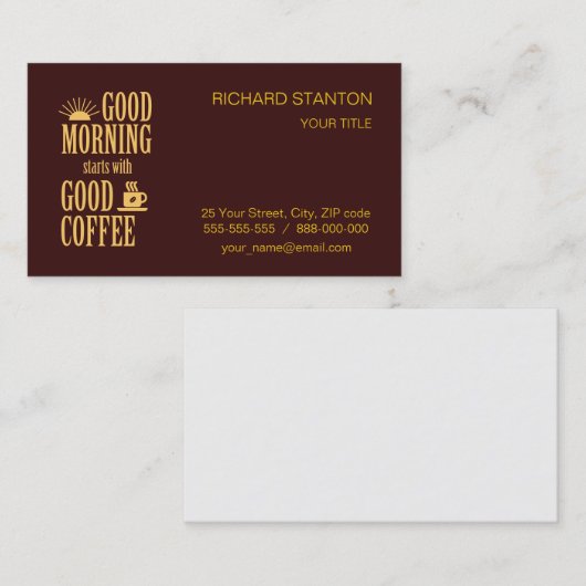 良い朝は良いコーヒーから始まる 名刺 (正面/裏面)