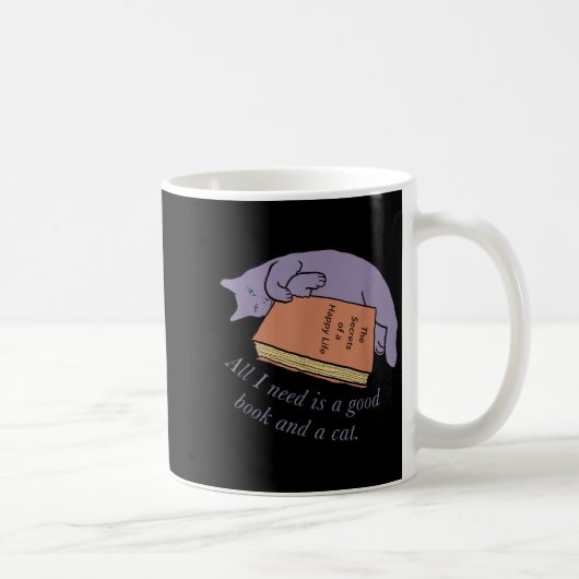良い本と猫さえいればそれでいい コーヒーマグカップ (右)