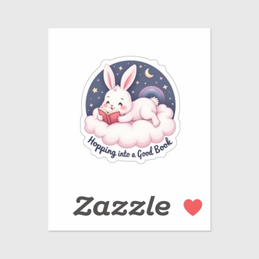 良い本に飛び込む – かわいいバニー シール (シート)