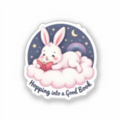 良い本に飛び込む – かわいいバニー シール (正面)