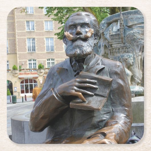 良い本の愛のために – ブリュッセル，ベルギー スクエアペーパーコースター (正面)