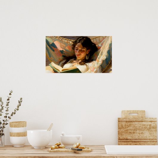 良い本を持って家にいる ポスター (キッチン)