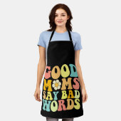 良い母は悪い言葉を言うグルーヴィー母の日 エプロン (着用した状態)