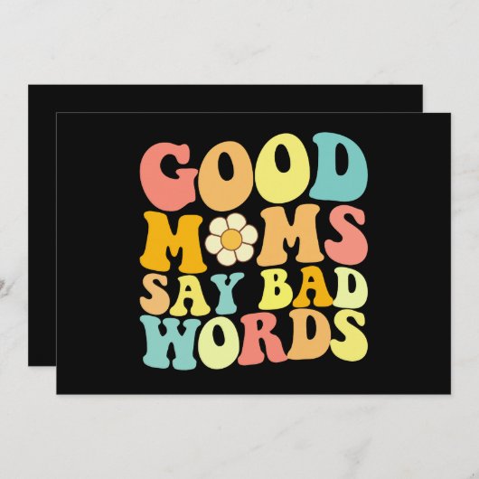 良い母は悪い言葉を言うグルーヴィー母の日 招待状 (正面/裏面)