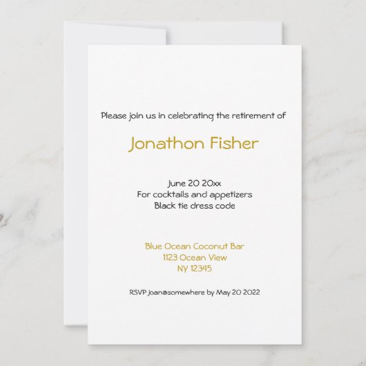 良い犬のユーモアの引退パーティの招待状 招待状 (裏面)