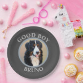 良い男の子の犬を追加フォト文字アートグレモダンー ペーパープレート (パーティー)