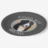 良い男の子の犬を追加フォト文字アートグレモダンー ペーパープレート (アングル)