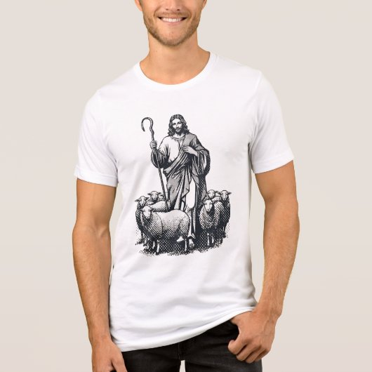 良い羊飼いとしてのイエス・キリスト Tシャツ (正面)