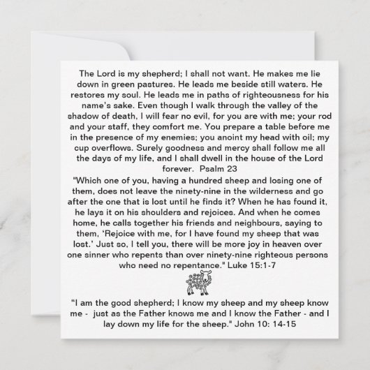 良い羊飼いと羊失ったのフラットカード (裏面)