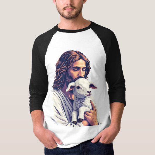 良い羊飼い:子羊のラグランTシャツとイエス Tシャツ (正面)