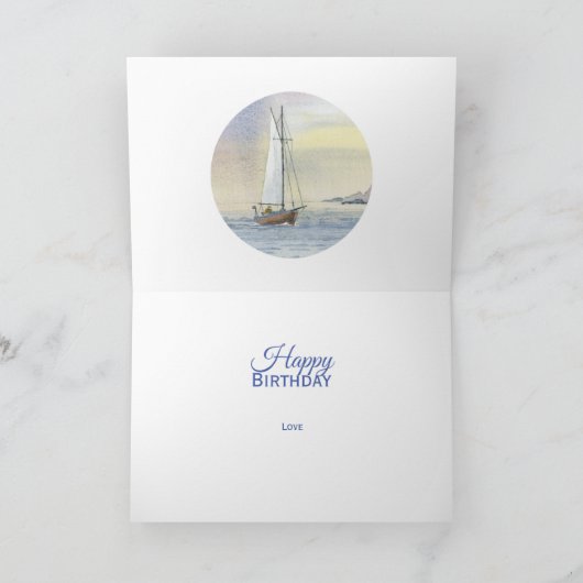 良い船乗り決して古い誕生日シースケープカードを成長しない カード (内部)