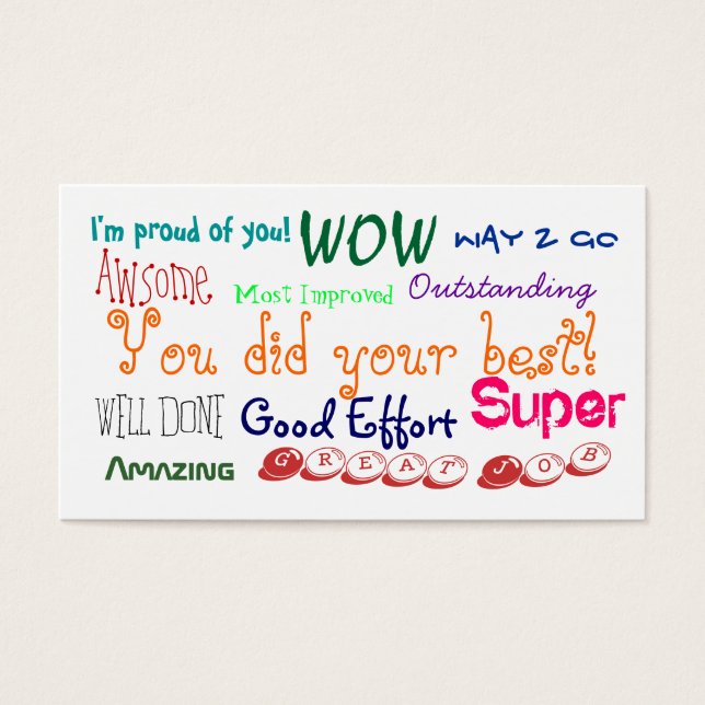 良い行動、良い努力の賞の認識カード (正面)