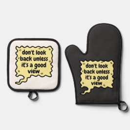 良い見方でなければ振り返らない 鍋つかみ&鍋敷きセット