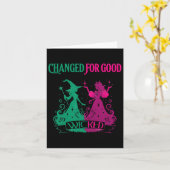 良い邪悪な面白いハロウィーンの魔女に変わった カード (黄色い花)