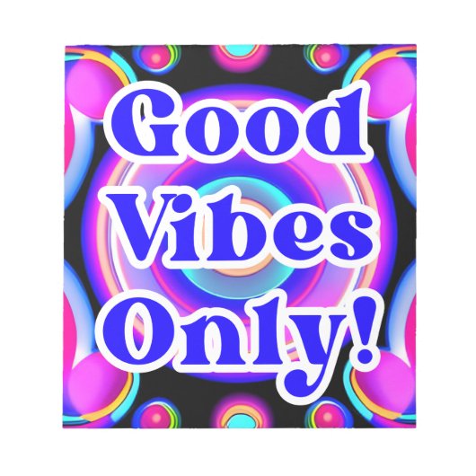 良い雰囲気のみ！ネオンカラー80s 90s AIデザイン ノートパッド (正面)