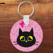 良い雰囲気のみ!黒おもしろい猫キーリング キーホルダー (正面)