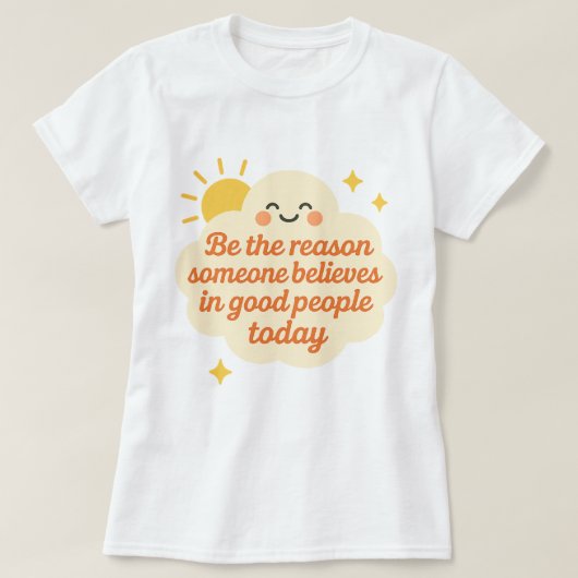 良い雲を信じる人がいる理由たれ Tシャツ (デザイン正面)