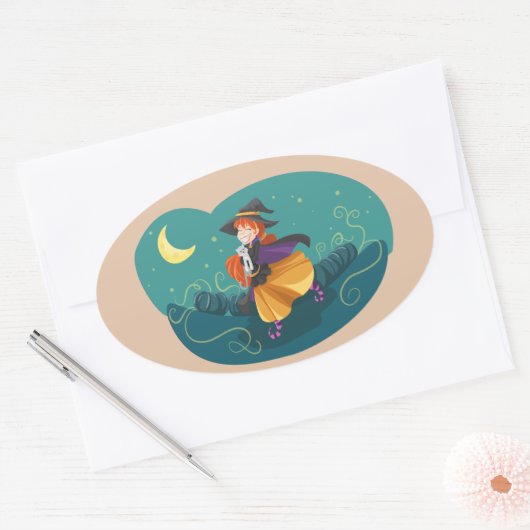 良い魔女のシール 楕円形シール (封筒)