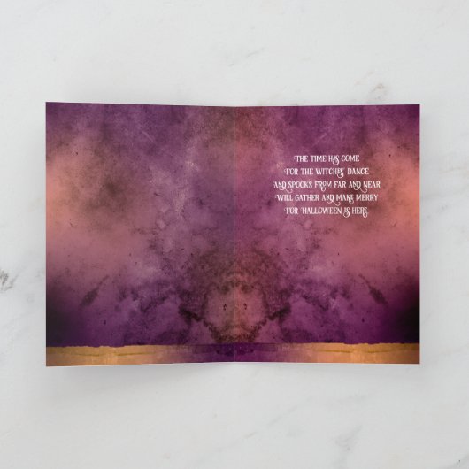 良い魔女の子犬、かわいいハロウィーン犬の挨拶 カード (内部)