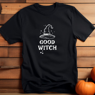 良い魔女の黒と白のハロウィーン女性 Tシャツ