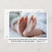 良い&完璧な贈り物～妊娠のお知らせ 案内ポストカード (正面/裏面)