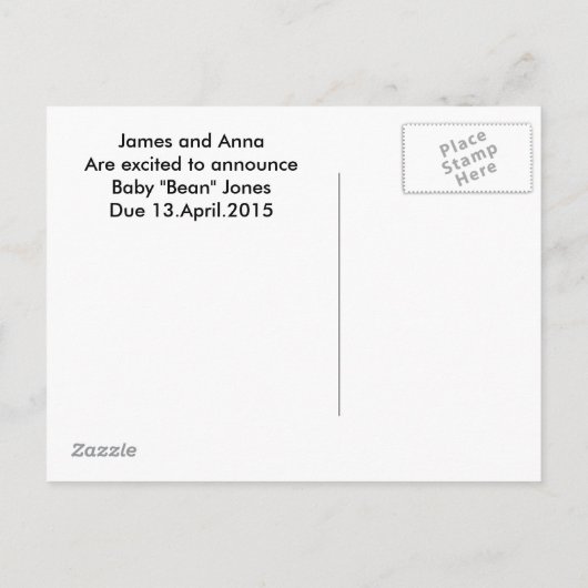 良い&完璧な贈り物～妊娠のお知らせ 案内ポストカード (裏面)