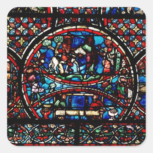 良きサマリア人を描いた窓 スクエアシール (正面)