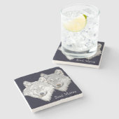 良きパートナーのオオカミの石造りのコースター ストーンコースター (横)