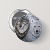 良きパートナーのオオカミ 缶バッジ (正面&裏面)