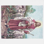 良き羊飼いのキリスト1878年 フリースブランケット (正面(横))