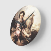 良き羊飼いのキリスト ラウンド壁時計 (傾斜)