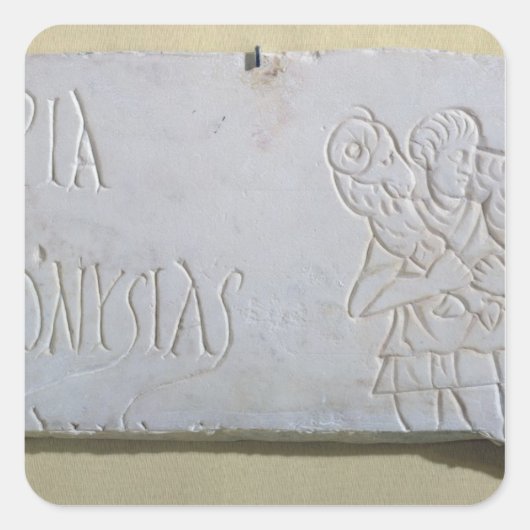 良き羊飼いのレリーフ、 浮き彫りを持つ墓誌 スクエアシール (正面)