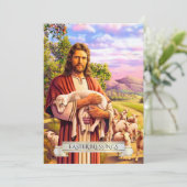良き羊飼いの絵画イースターカード シーズンカード (スタンド正面)