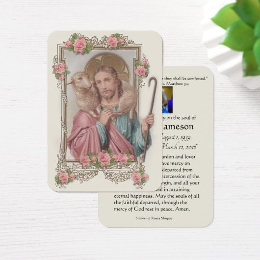 良き羊飼いイエス葬儀聖なるカード – (デスク)