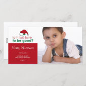 良くなるには遅すぎるか – Santa Hat シーズンカード (正面/裏面)