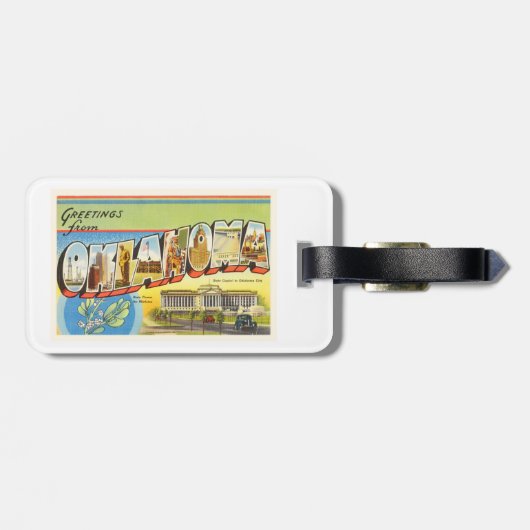 良く古いヴィンテージ旅行記念品オクラホマ州 ラゲッジタグ (裏面横)