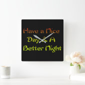 良カッコいいい日と良い夜を。 スクエア壁時計 (ホーム)