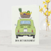 良フランスのい緑のレトロFiat 500 カード (黄色い花)