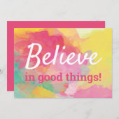 良信じい事で前向き引用文の水色 サンキューカード (正面/裏面)