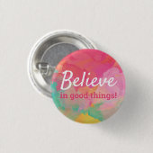 良信じい事で前向き引用文の水色 缶バッジ (正面&裏面)